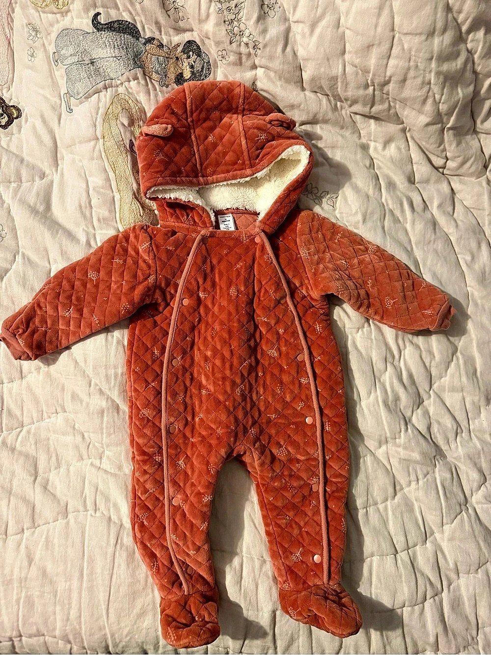 Nordstrom Baby Hooded Quilted Jumpsuit Orange Footie